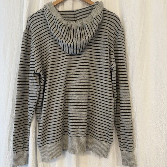 American Eagle Super Soft Henley Hooded Sweater Men’s Medium Tall Striped Preppy - Picture 6 of 8